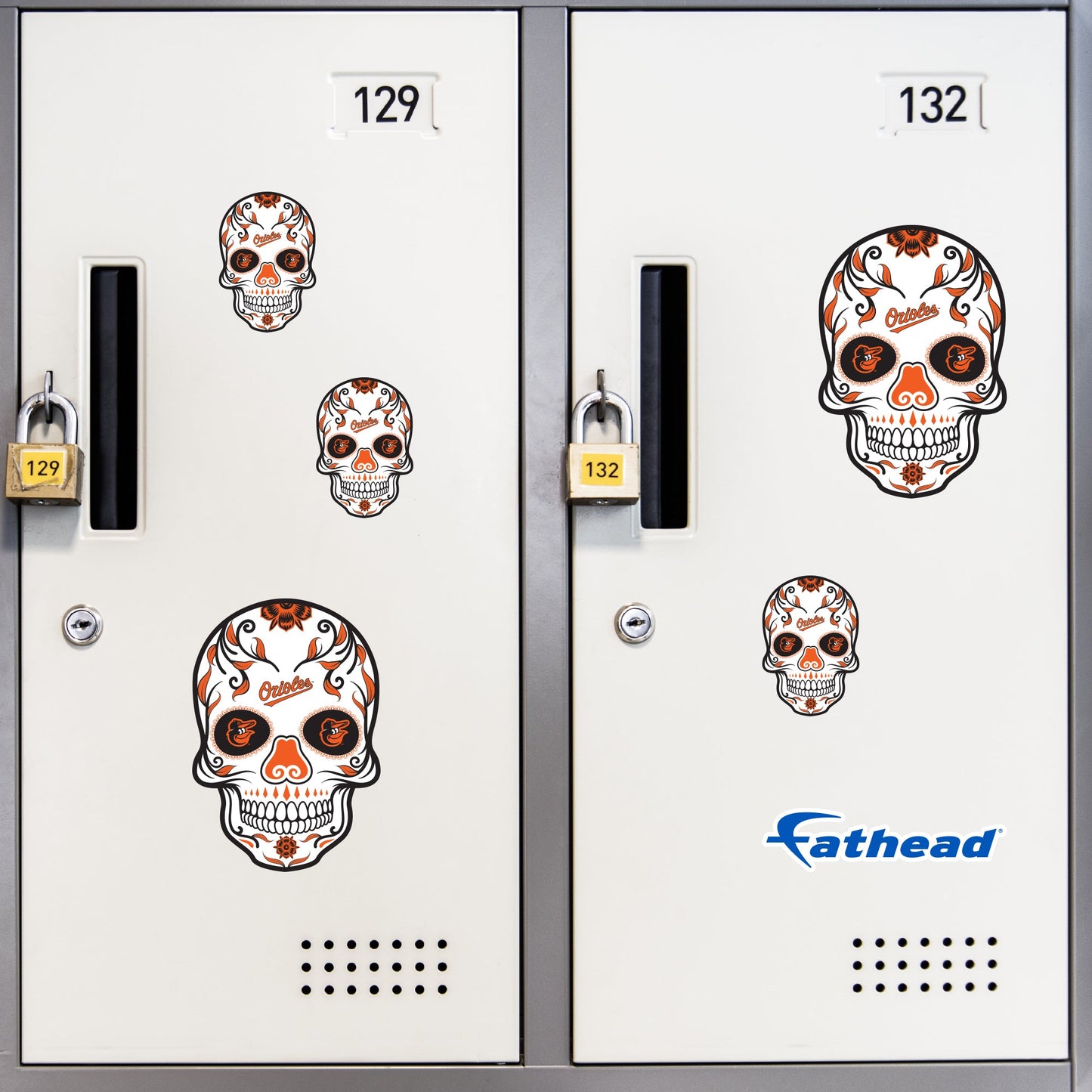 Baltimore Orioles - 5 Sugar Skull Logo Minis (Mixed Sizes) - Official MLB - Reusable Vinyl Decals