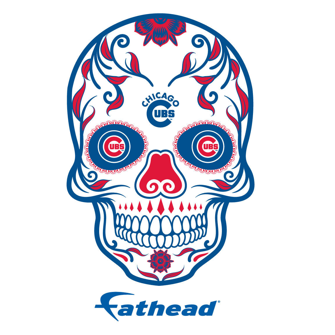 Chicago Cubs - 5 Sugar Skull Logo Minis (Mixed Sizes) - Official MLB - Reusable Vinyl Decals