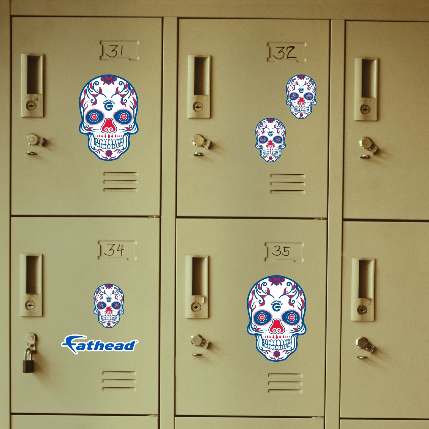 Chicago Cubs - 5 Sugar Skull Logo Minis (Mixed Sizes) - Official MLB - Reusable Vinyl Decals