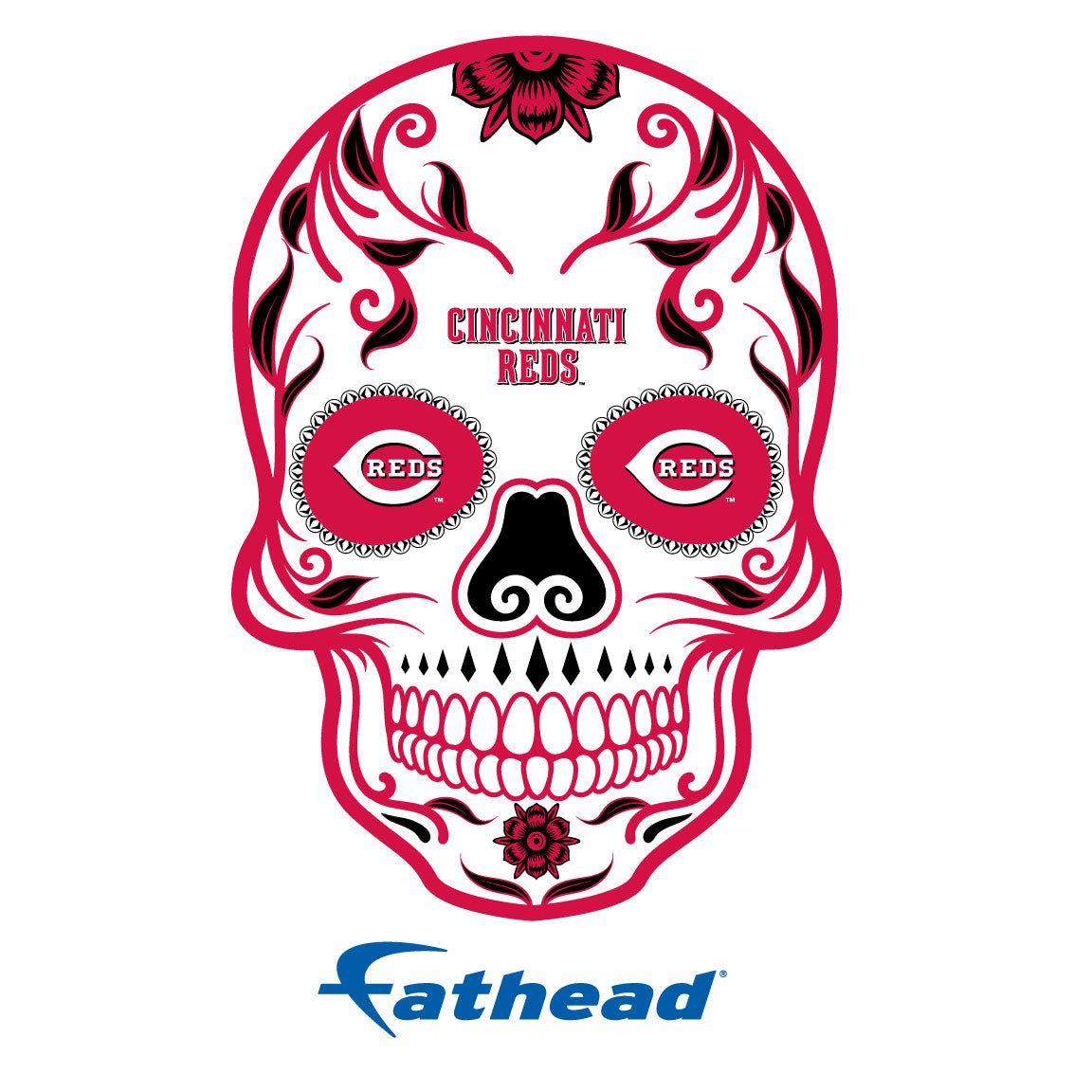 Cincinnati Reds - 5 Sugar Skull Logo Minis (Mixed Sizes) - Official MLB - Reusable Vinyl Decals
