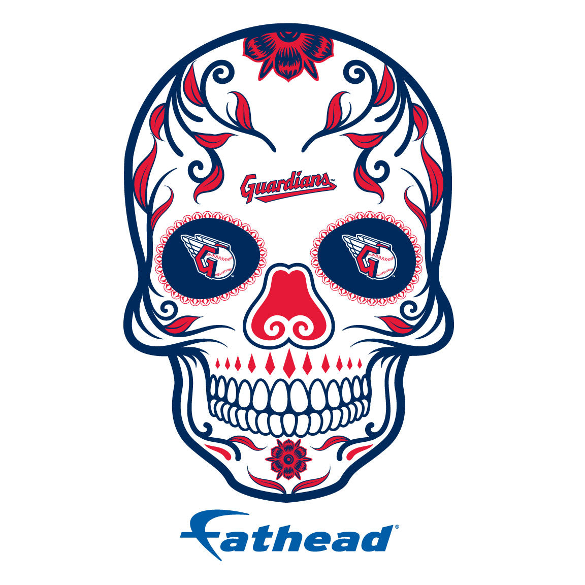 Cleveland Guardians - 5 Sugar Skull Logo Minis (Mixed Sizes) - Official MLB - Reusable Vinyl Decals