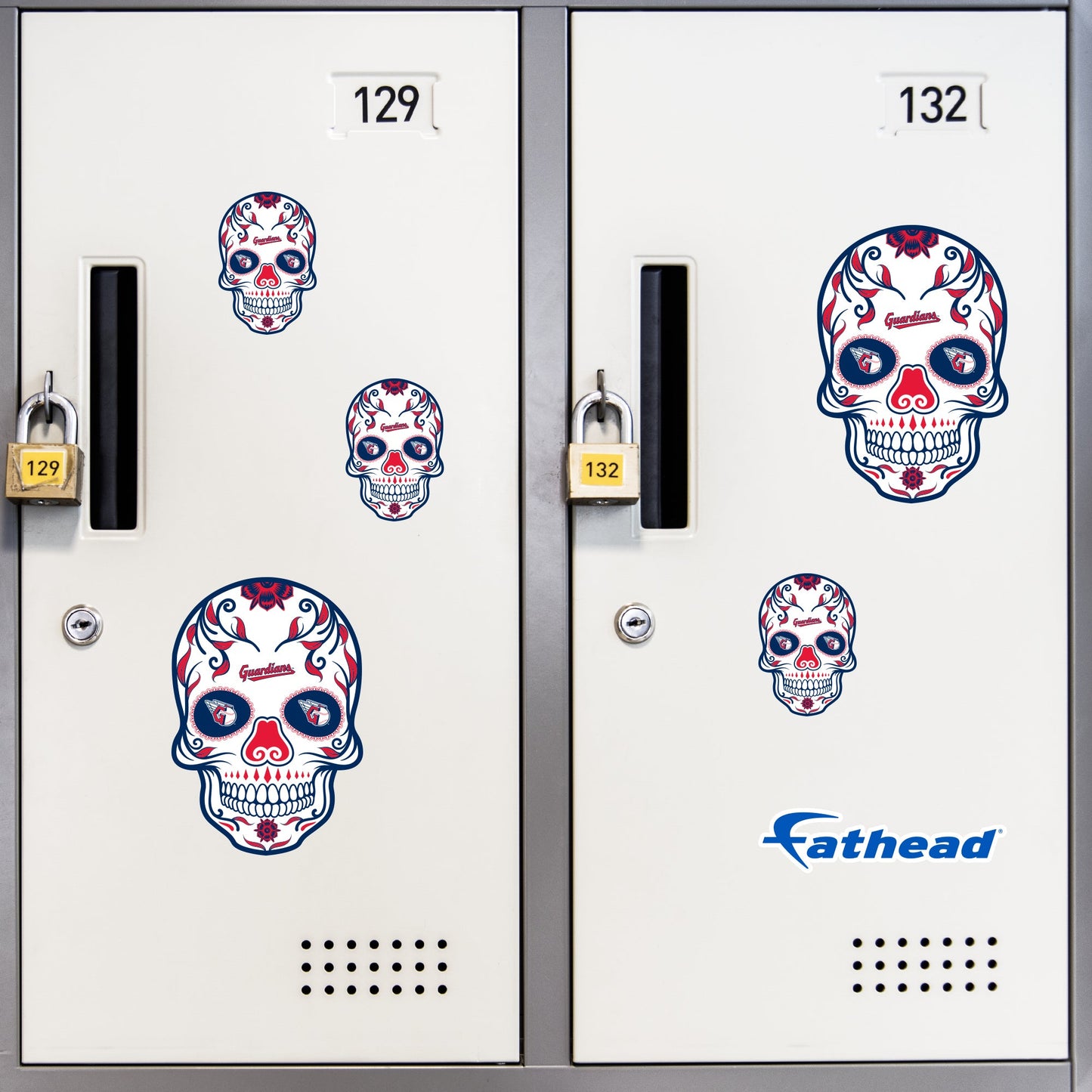Cleveland Guardians - 5 Sugar Skull Logo Minis (Mixed Sizes) - Official MLB - Reusable Vinyl Decals