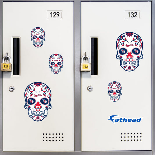 Cleveland Guardians - 5 Sugar Skull Logo Minis (Mixed Sizes) - Official MLB - Reusable Vinyl Decals