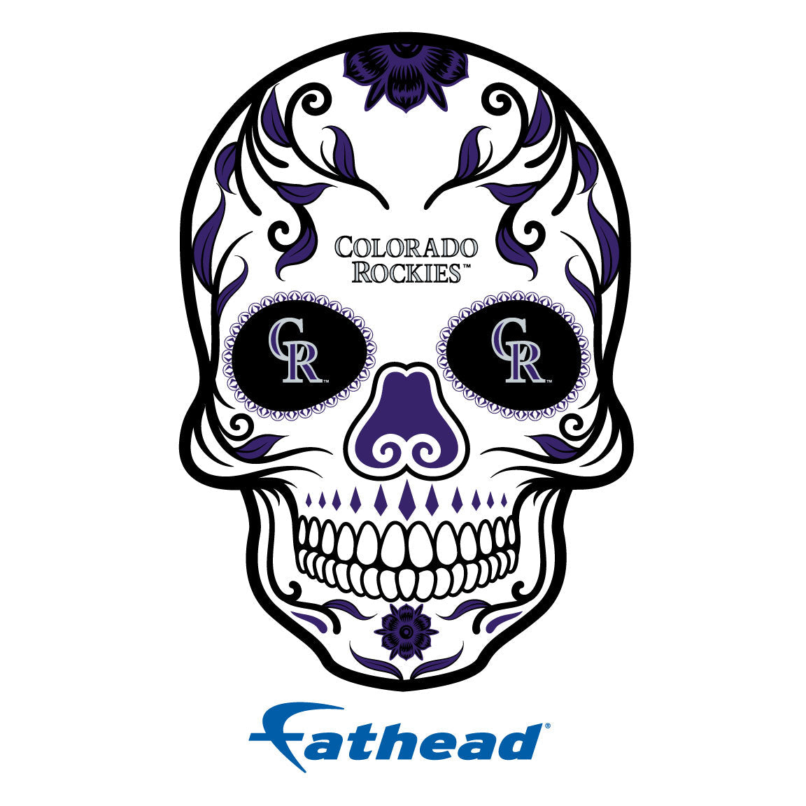 Colorado Rockies - 5 Sugar Skull Logo Minis (Mixed Sizes) - Official MLB - Reusable Vinyl Decals