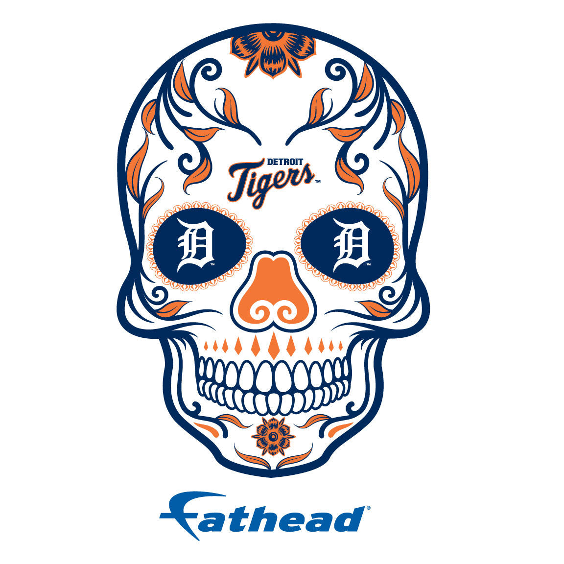 Detroit Tigers - 5 Sugar Skull Logo Minis (Mixed Sizes) - Official MLB - Reusable Vinyl Decals