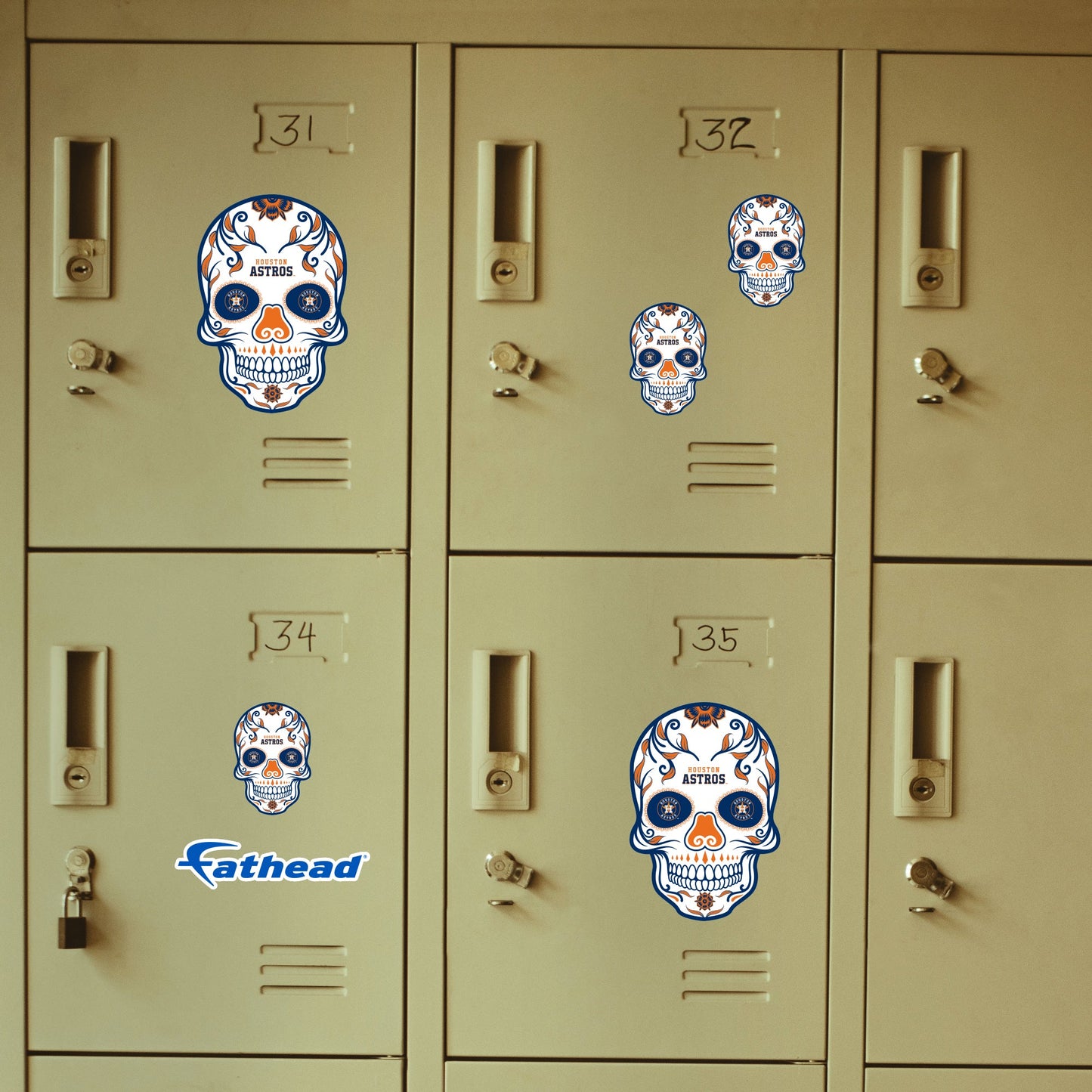 Houston Astros - 5 Sugar Skull Logo Minis (Mixed Sizes) - Official MLB - Reusable Vinyl Decals