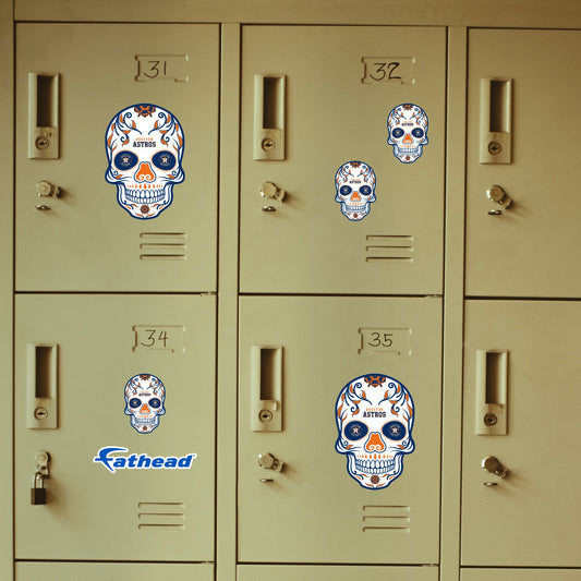 Houston Astros - 5 Sugar Skull Logo Minis (Mixed Sizes) - Official MLB - Reusable Vinyl Decals