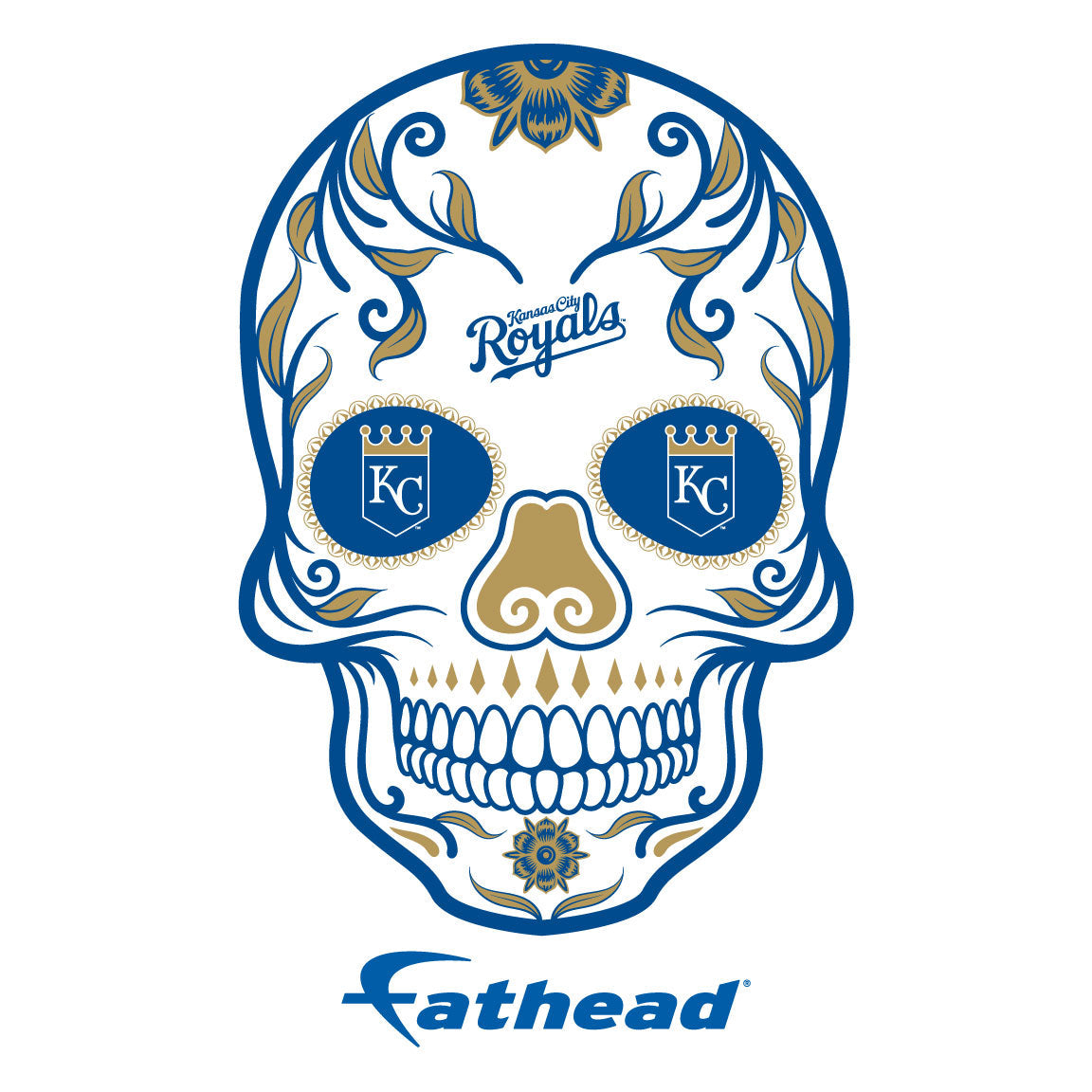 Kansas City Royals - 5 Sugar Skull Logo Minis (Mixed Sizes) - Official MLB - Reusable Vinyl Decals