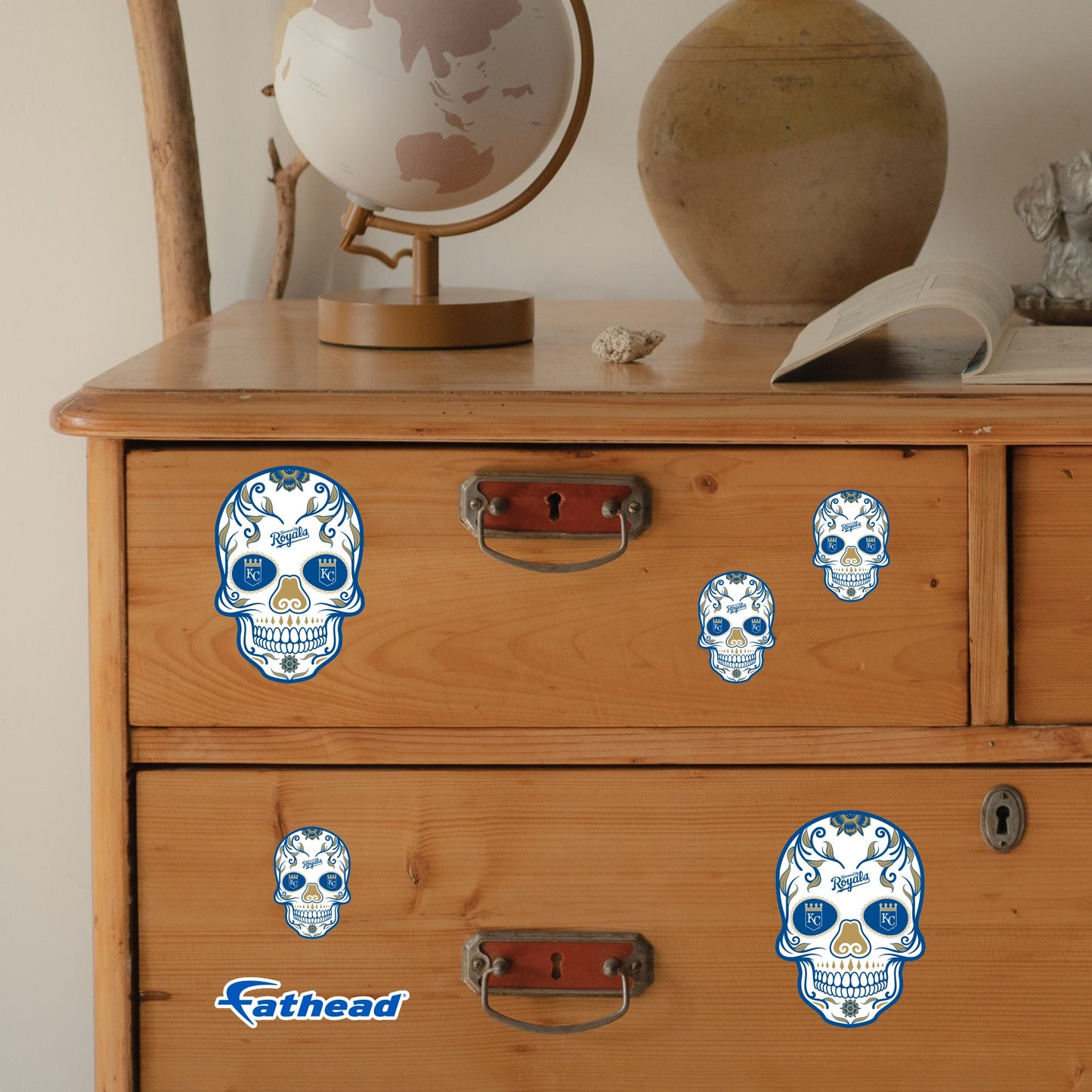 Kansas City Royals - 5 Sugar Skull Logo Minis (Mixed Sizes) - Official MLB - Reusable Vinyl Decals