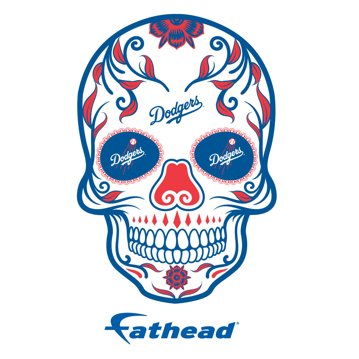 Los Angeles Dodgers - 5 Sugar Skull Logo Minis (Mixed Sizes) - Official MLB - Reusable Vinyl Decals