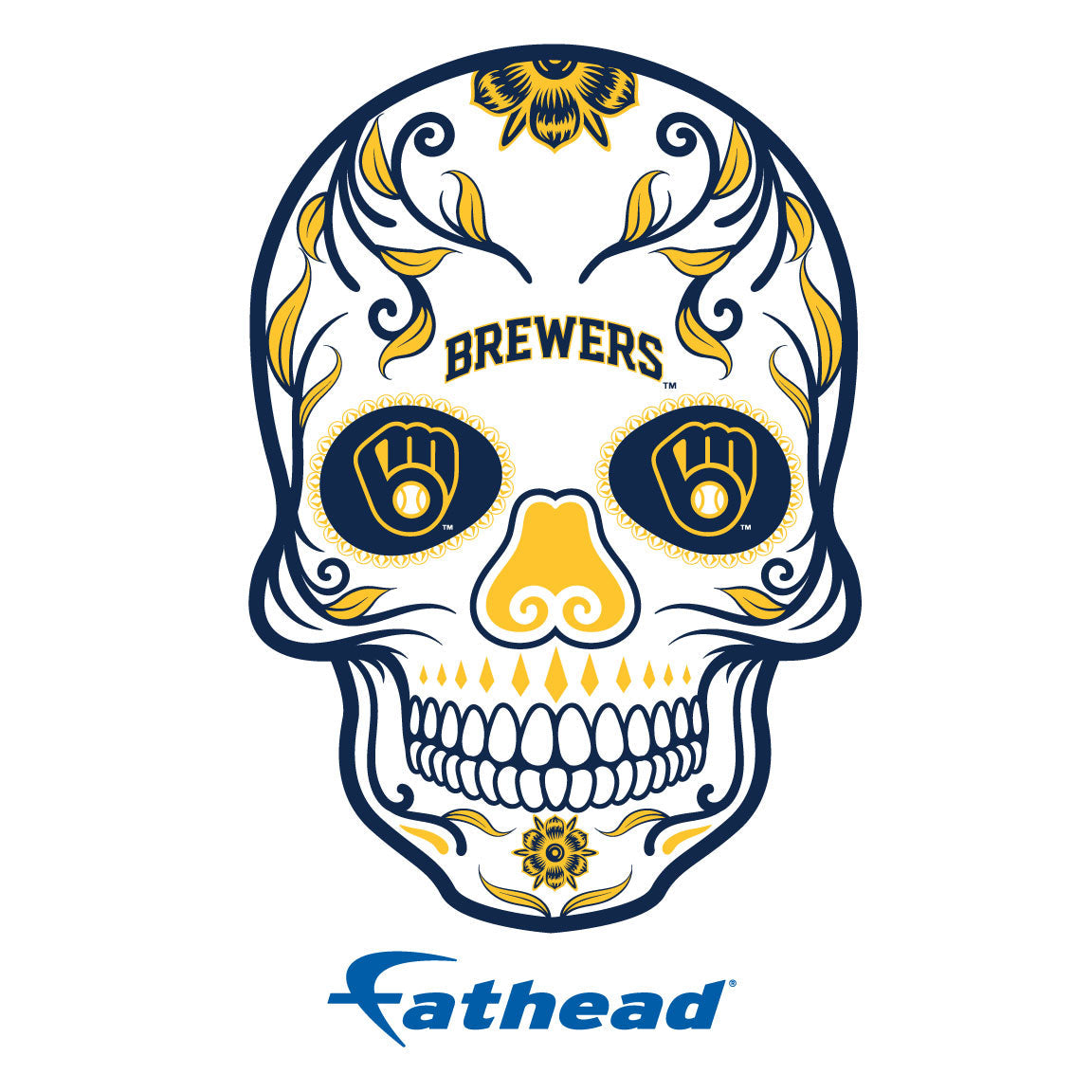 Milwaukee Brewers - 5 Sugar Skull Logo Minis (Mixed Sizes) - Official MLB - Reusable Vinyl Decals