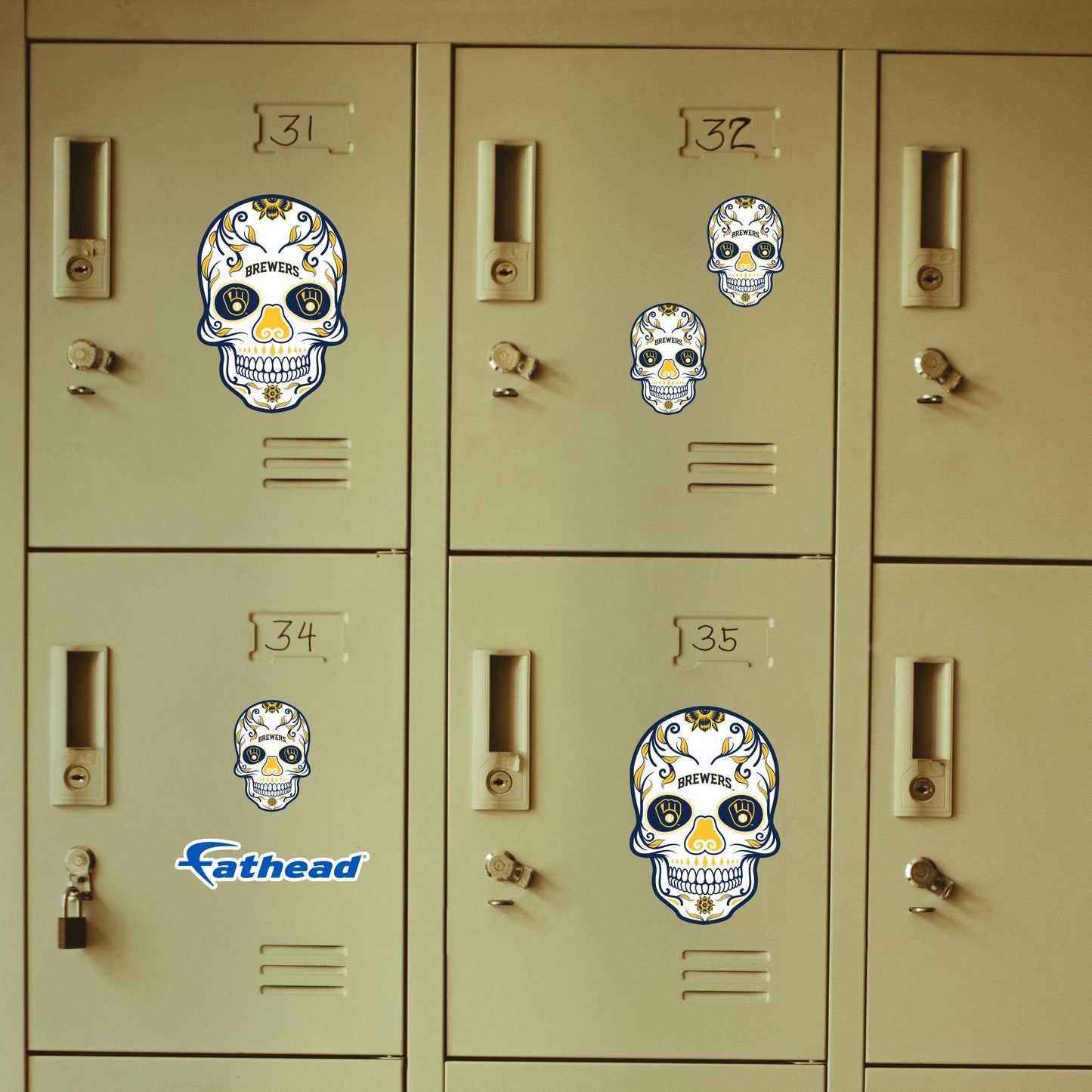 Milwaukee Brewers - 5 Sugar Skull Logo Minis (Mixed Sizes) - Official MLB - Reusable Vinyl Decals