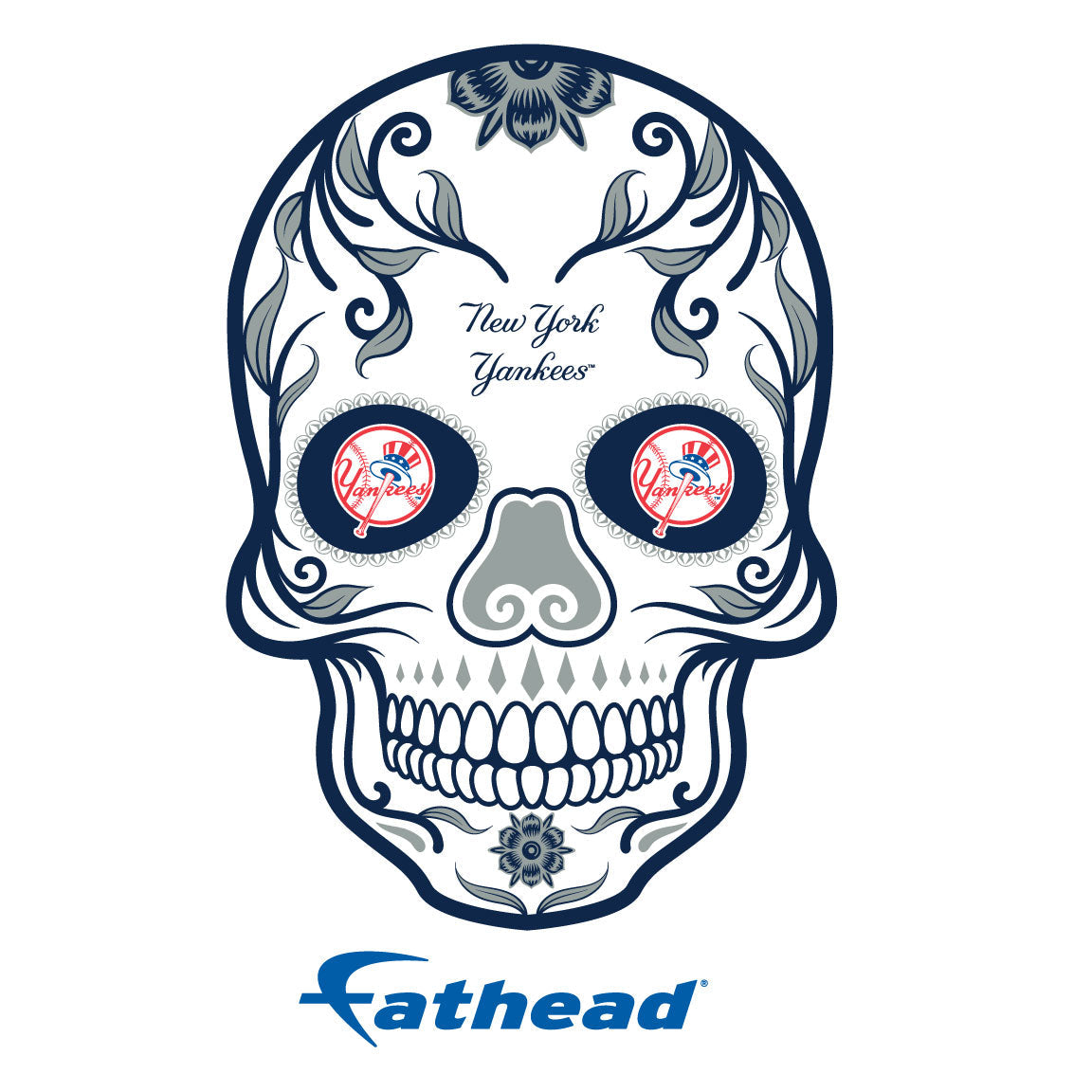 New York Yankees - 5 Sugar Skull Logo Minis (Mixed Sizes) - Official MLB - Reusable Vinyl Decals