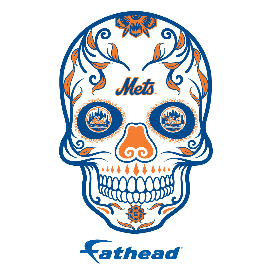New York Mets - 5 Sugar Skull Logo Minis (Mixed Sizes) - Official MLB - Reusable Vinyl Decals