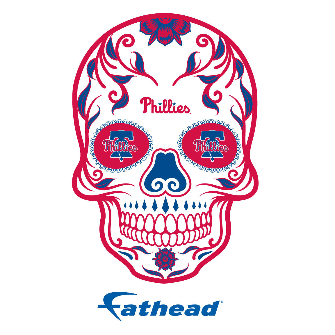 Philadelphia Phillies - 5 Sugar Skull Logo Minis (Mixed Sizes) - Official MLB - Reusable Vinyl Decals