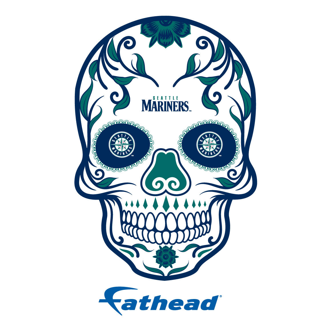 Seattle Mariners - 5 Sugar Skull Logo Minis (Mixed Sizes) - Official MLB - Reusable Vinyl Decals