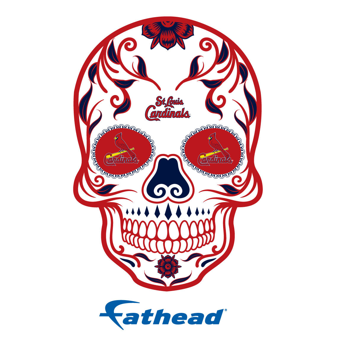 St. Louis Cardinals - 5 Sugar Skull Logo Minis (Mixed Sizes) - Official MLB - Reusable Vinyl Decals