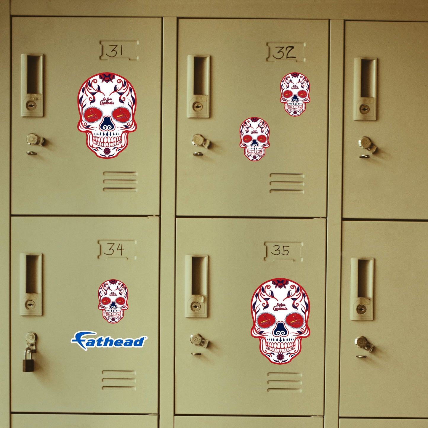 St. Louis Cardinals - 5 Sugar Skull Logo Minis (Mixed Sizes) - Official MLB - Reusable Vinyl Decals