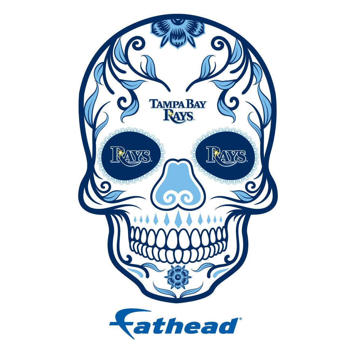 Tampa Bay Rays - 5 Sugar Skull Logo Minis (Mixed Sizes) - Official MLB - Reusable Vinyl Decals