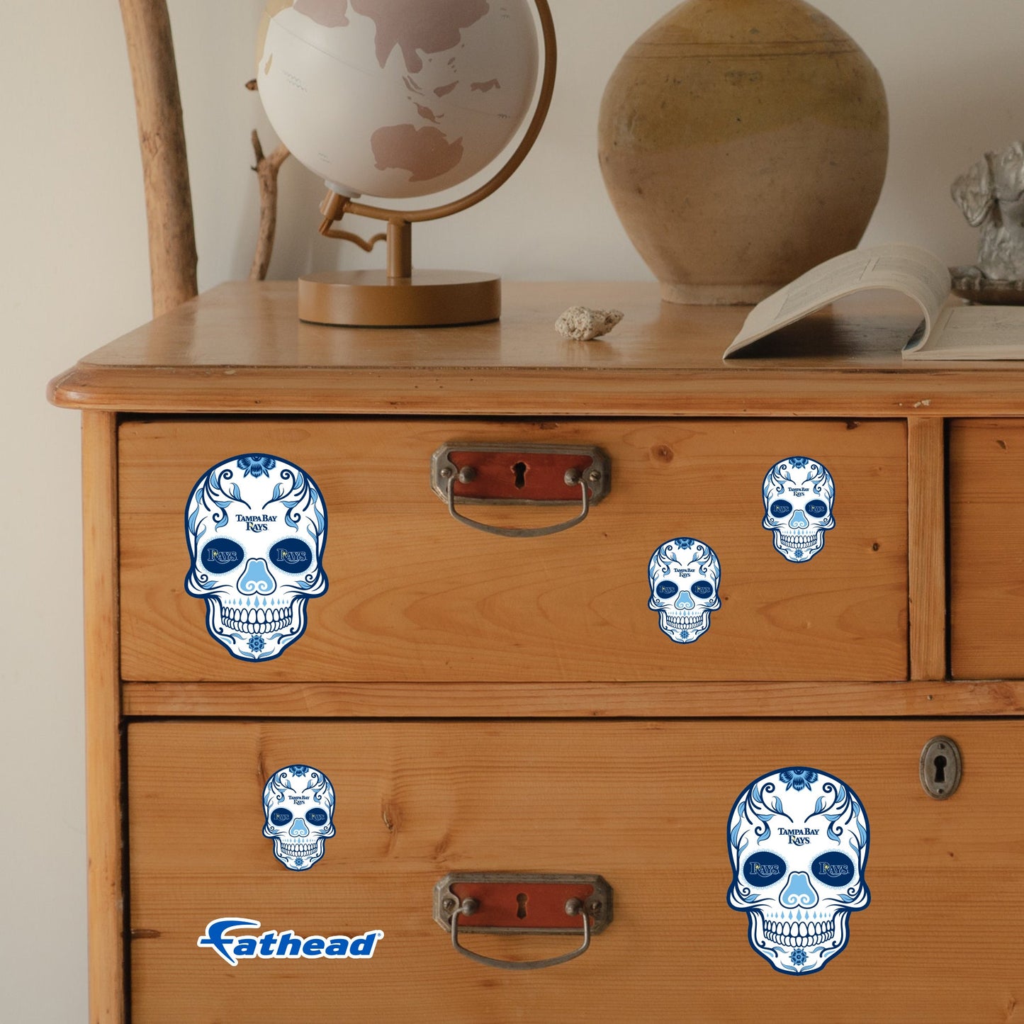 Tampa Bay Rays - 5 Sugar Skull Logo Minis (Mixed Sizes) - Official MLB - Reusable Vinyl Decals