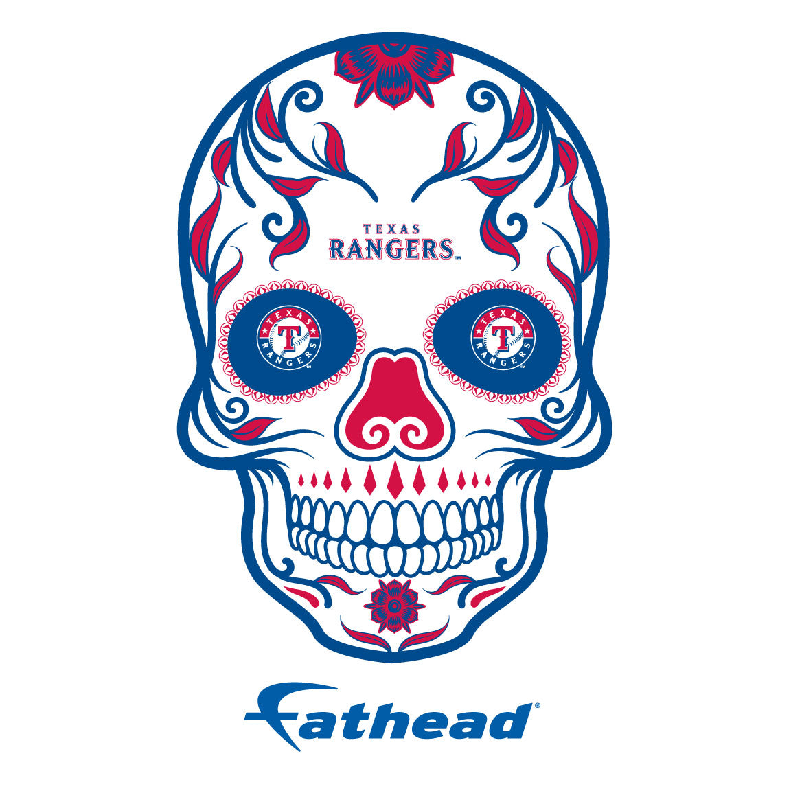 Texas Rangers - 5 Sugar Skull Logo Minis (Mixed Sizes) - Official MLB - Reusable Vinyl Decals