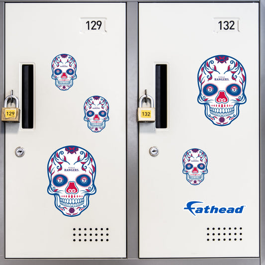 Texas Rangers - 5 Sugar Skull Logo Minis (Mixed Sizes) - Official MLB - Reusable Vinyl Decals