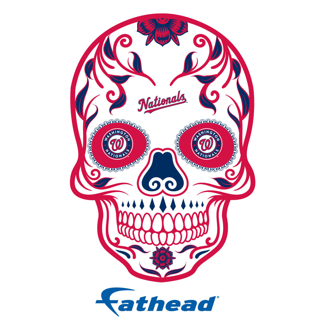 Washington Nationals - 5 Sugar Skull Logo Minis (Mixed Sizes) - Official MLB - Reusable Vinyl Decals
