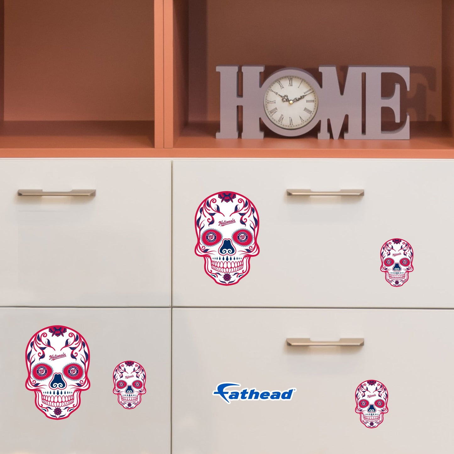 Washington Nationals - 5 Sugar Skull Logo Minis (Mixed Sizes) - Official MLB - Reusable Vinyl Decals