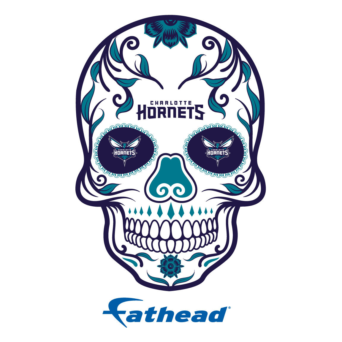 Charlotte Hornets - 5 Sugar Skull Logo Minis (Mixed Sizes) - Official NBA - Reusable Vinyl Decals