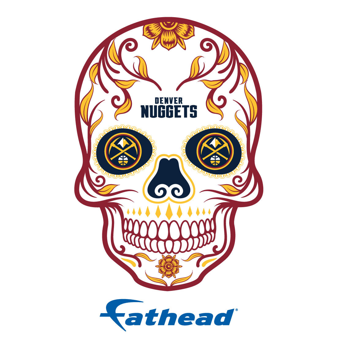 Denver Nuggets - 5 Sugar Skull Logo Minis (Mixed Sizes) - Official NBA - Reusable Vinyl Decals