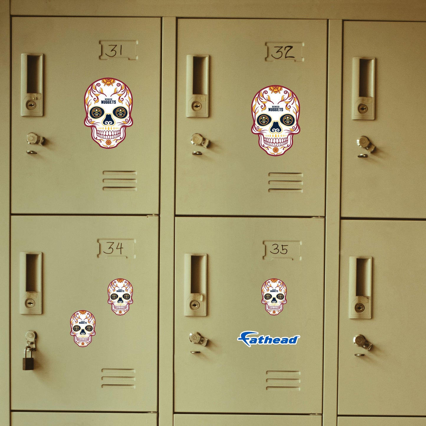 Denver Nuggets - 5 Sugar Skull Logo Minis (Mixed Sizes) - Official NBA - Reusable Vinyl Decals