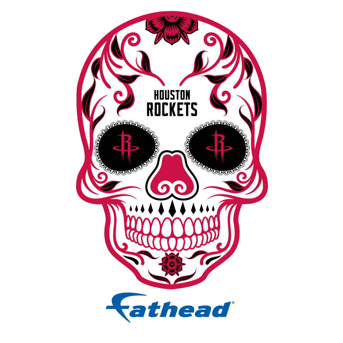 Houston Rockets - 5 Sugar Skull Logo Minis (Mixed Sizes) - Official NBA - Reusable Vinyl Decals