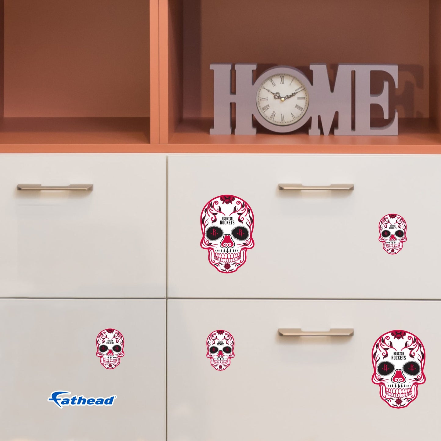 Houston Rockets - 5 Sugar Skull Logo Minis (Mixed Sizes) - Official NBA - Reusable Vinyl Decals