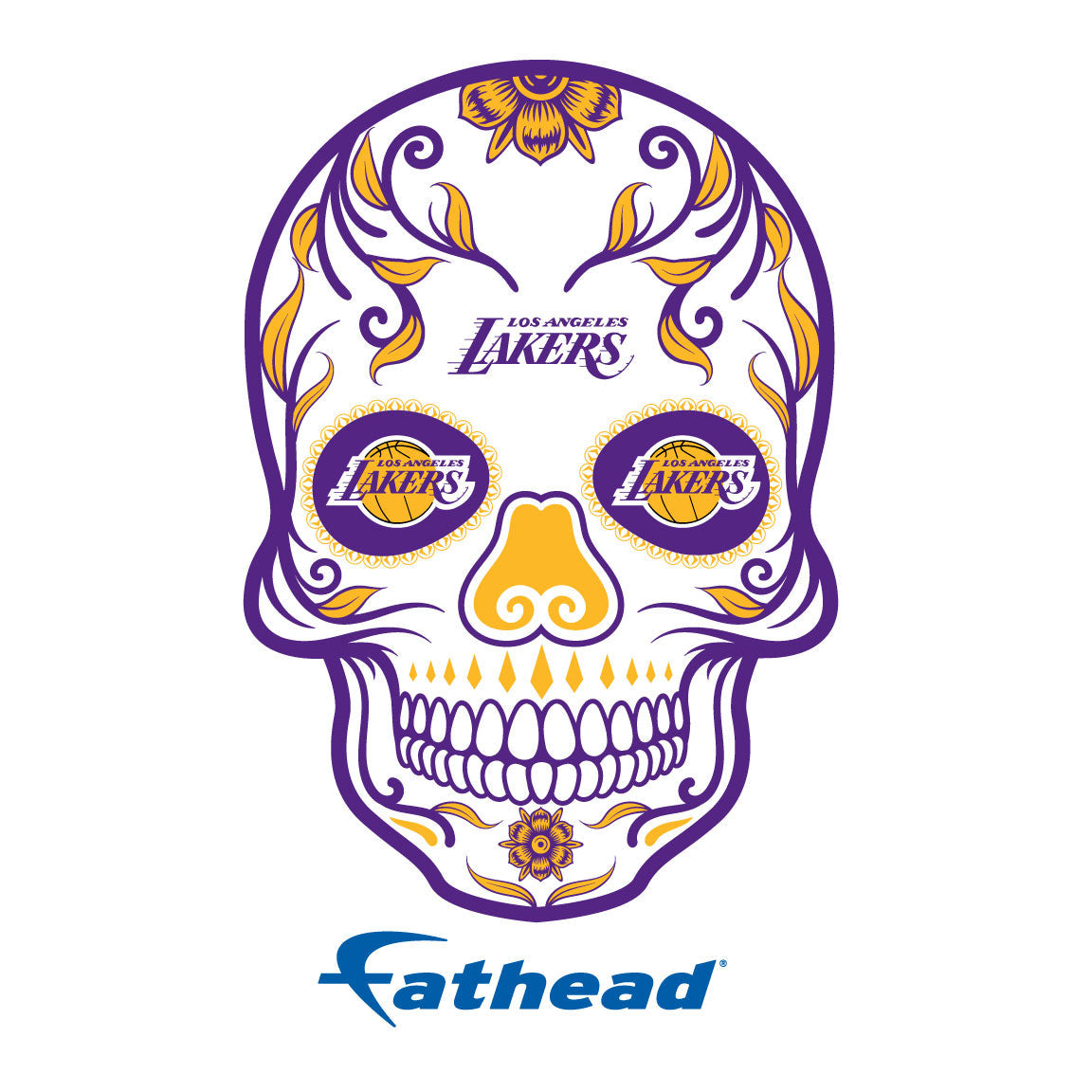 Los Angeles Lakers - 5 Sugar Skull Logo Minis (Mixed Sizes) - Official NBA - Reusable Vinyl Decals