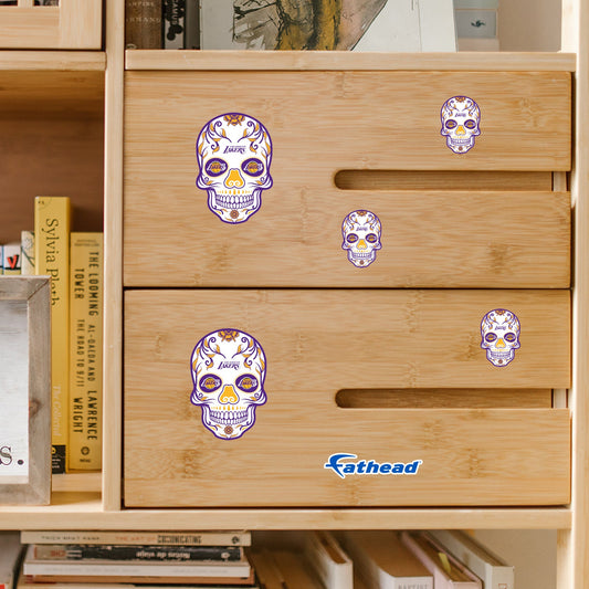 Los Angeles Lakers - 5 Sugar Skull Logo Minis (Mixed Sizes) - Official NBA - Reusable Vinyl Decals