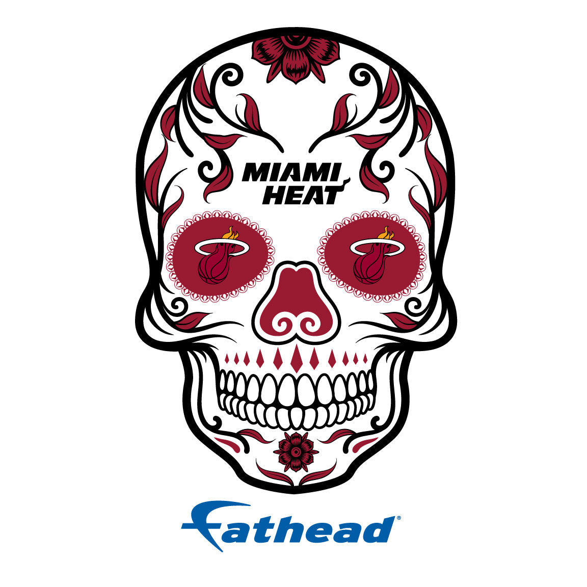 Miami Heat - 5 Sugar Skull Logo Minis (Mixed Sizes) - Official NBA - Reusable Vinyl Decals