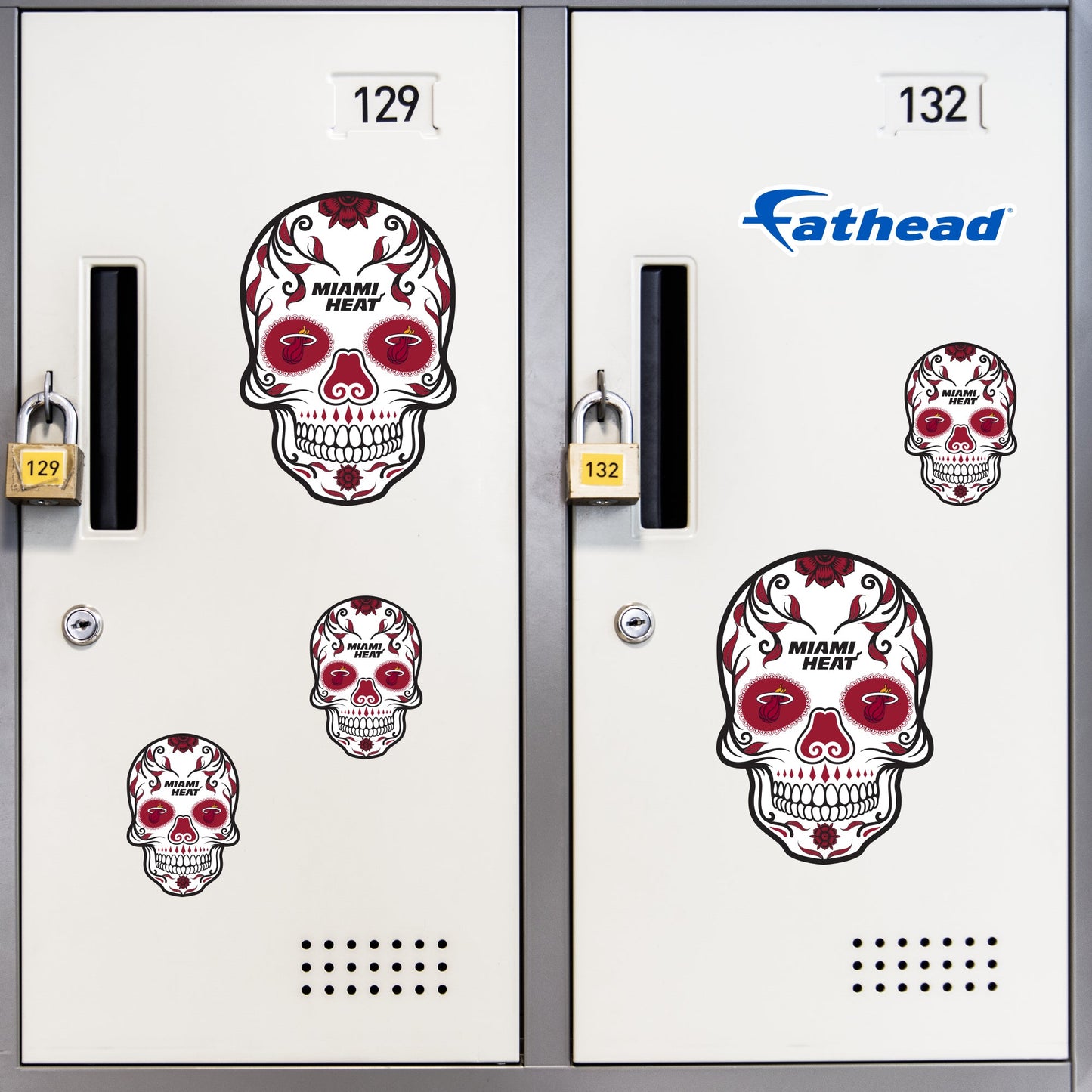 Miami Heat - 5 Sugar Skull Logo Minis (Mixed Sizes) - Official NBA - Reusable Vinyl Decals