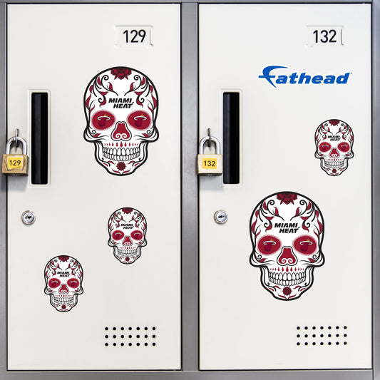 Miami Heat - 5 Sugar Skull Logo Minis (Mixed Sizes) - Official NBA - Reusable Vinyl Decals