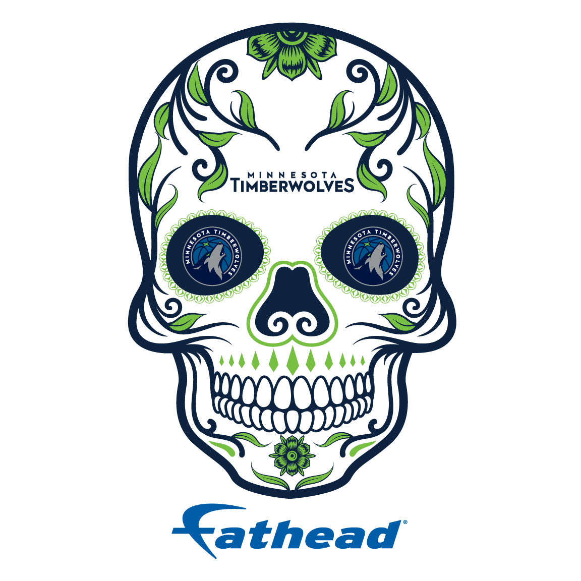 Minnesota Timberwolves - 5 Sugar Skull Logo Minis (Mixed Sizes) - Official NBA - Reusable Vinyl Decals