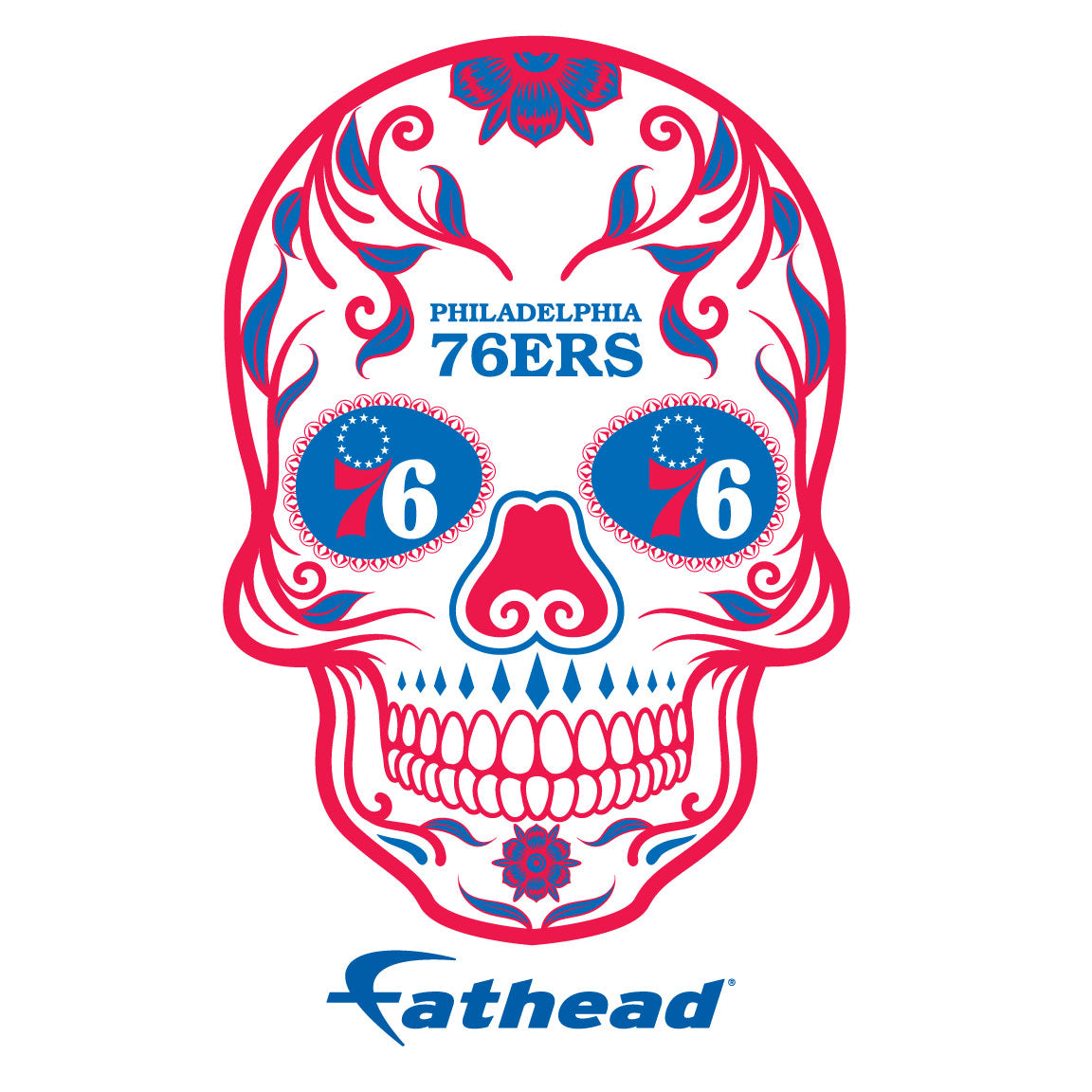 Philadelphia 76ers - 5 Sugar Skull Logo Minis (Mixed Sizes) - Official NBA - Reusable Vinyl Decals