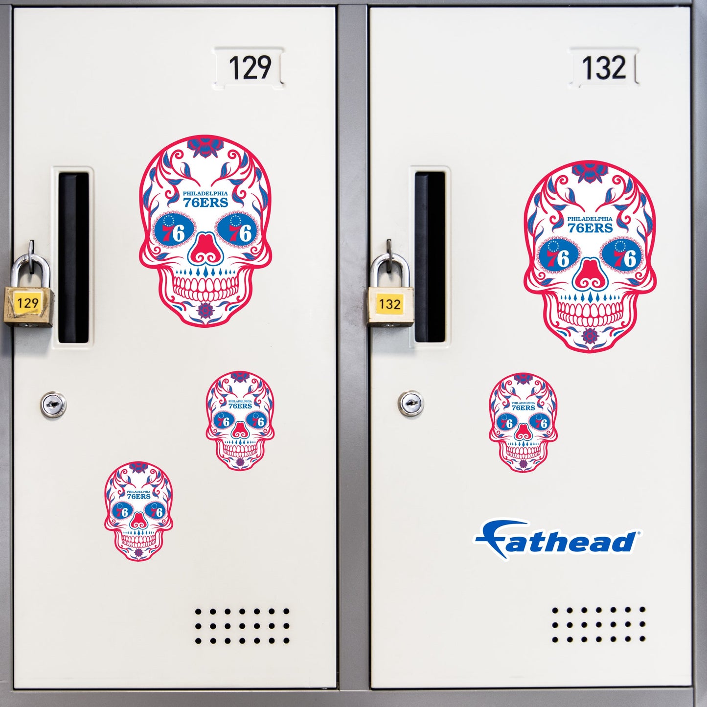 Philadelphia 76ers - 5 Sugar Skull Logo Minis (Mixed Sizes) - Official NBA - Reusable Vinyl Decals