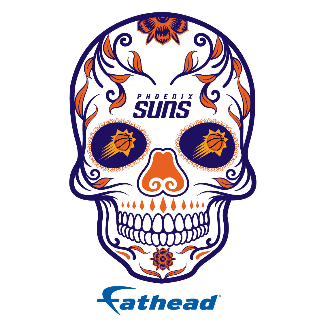 Phoenix Suns - 5 Sugar Skull Logo Minis (Mixed Sizes) - Official NBA - Reusable Vinyl Decals