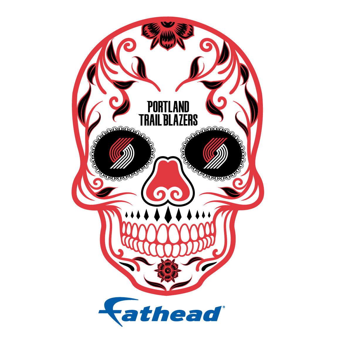 Portland Trail Blazers - 5 Sugar Skull Logo Minis (Mixed Sizes) - Official NBA - Reusable Vinyl Decals