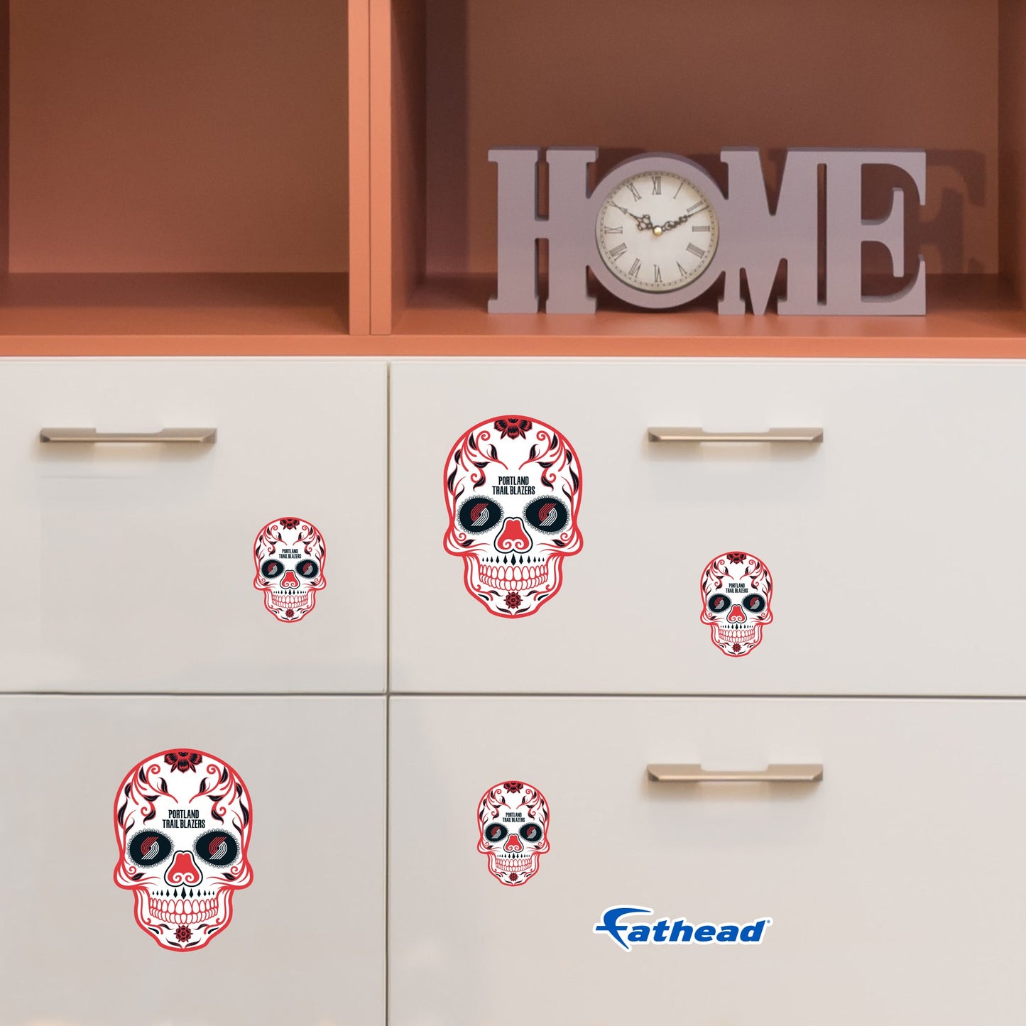 Portland Trail Blazers - 5 Sugar Skull Logo Minis (Mixed Sizes) - Official NBA - Reusable Vinyl Decals