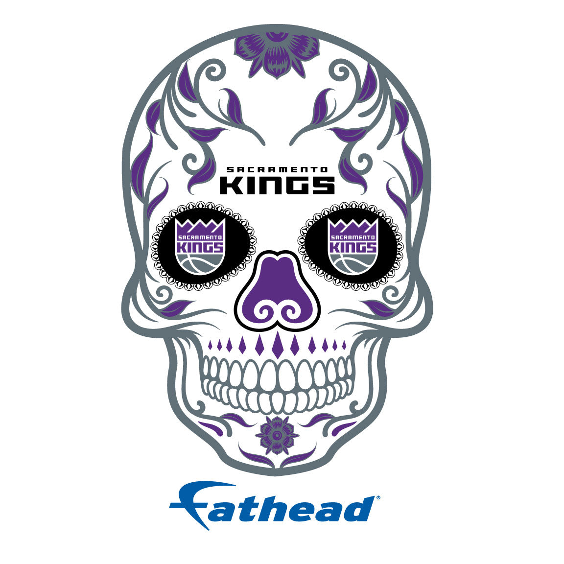 Sacramento Kings - 5 Sugar Skull Logo Minis (Mixed Sizes) - Official NBA - Reusable Vinyl Decals