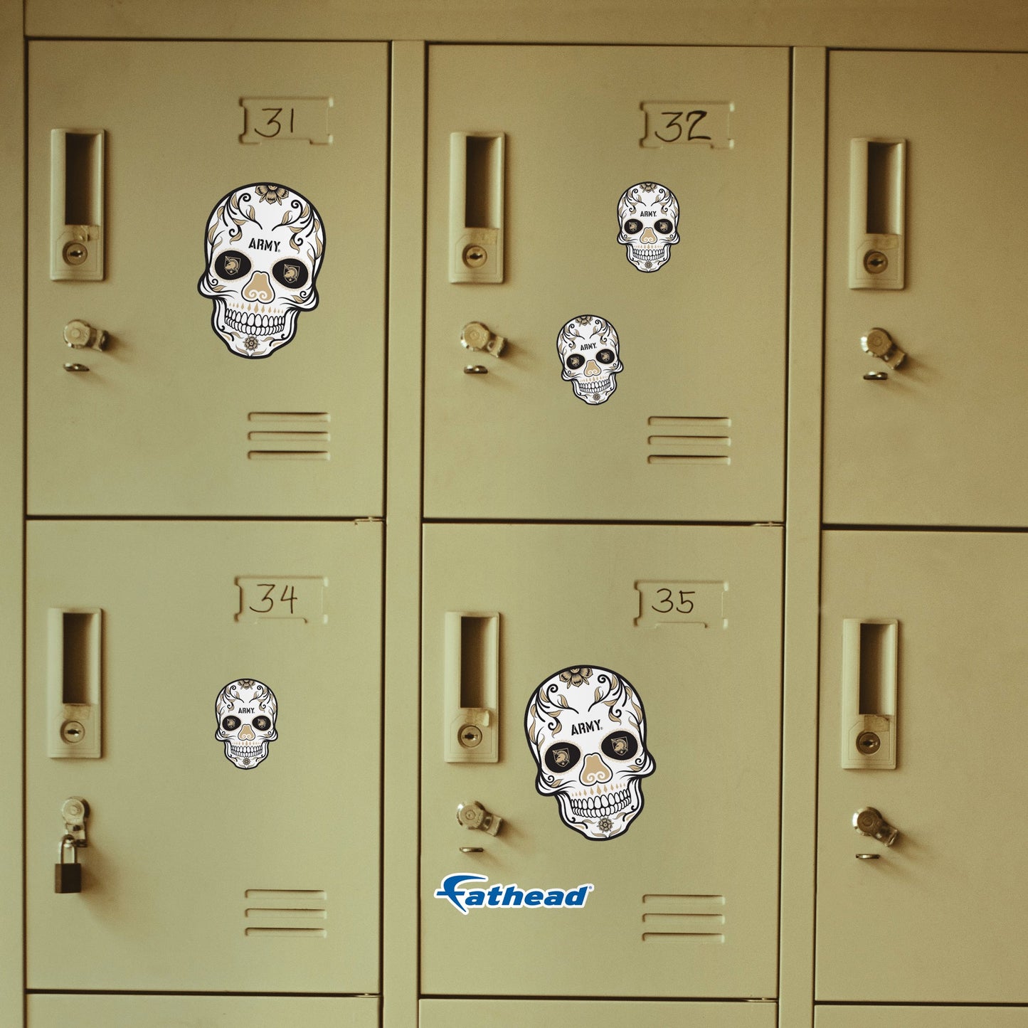 Army Black Knights - 5 Sugar Skull Logo Minis (Mixed Sizes) - Official NCAA - Reusable Vinyl Decals