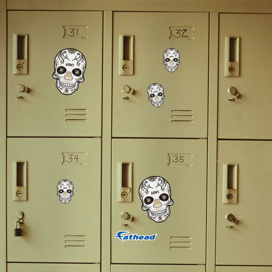 Army Black Knights - 5 Sugar Skull Logo Minis (Mixed Sizes) - Official NCAA - Reusable Vinyl Decals