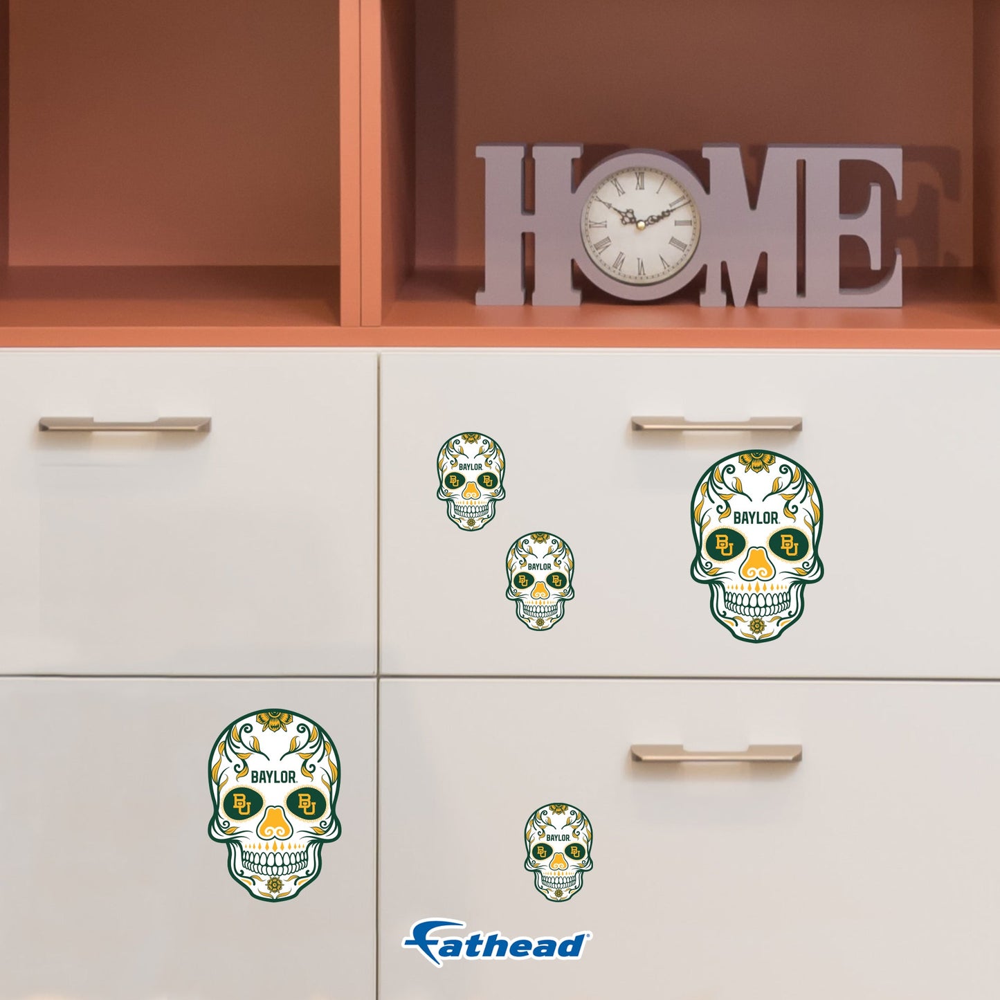 Baylor Bears - 5 Sugar Skull Logo Minis (Mixed Sizes) - Official NCAA - Reusable Vinyl Decals