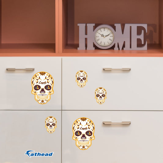 Loyola Chicago Ramblers - 5 Sugar Skull Logo Minis (Mixed Sizes) - Official NCAA - Reusable Vinyl Decals