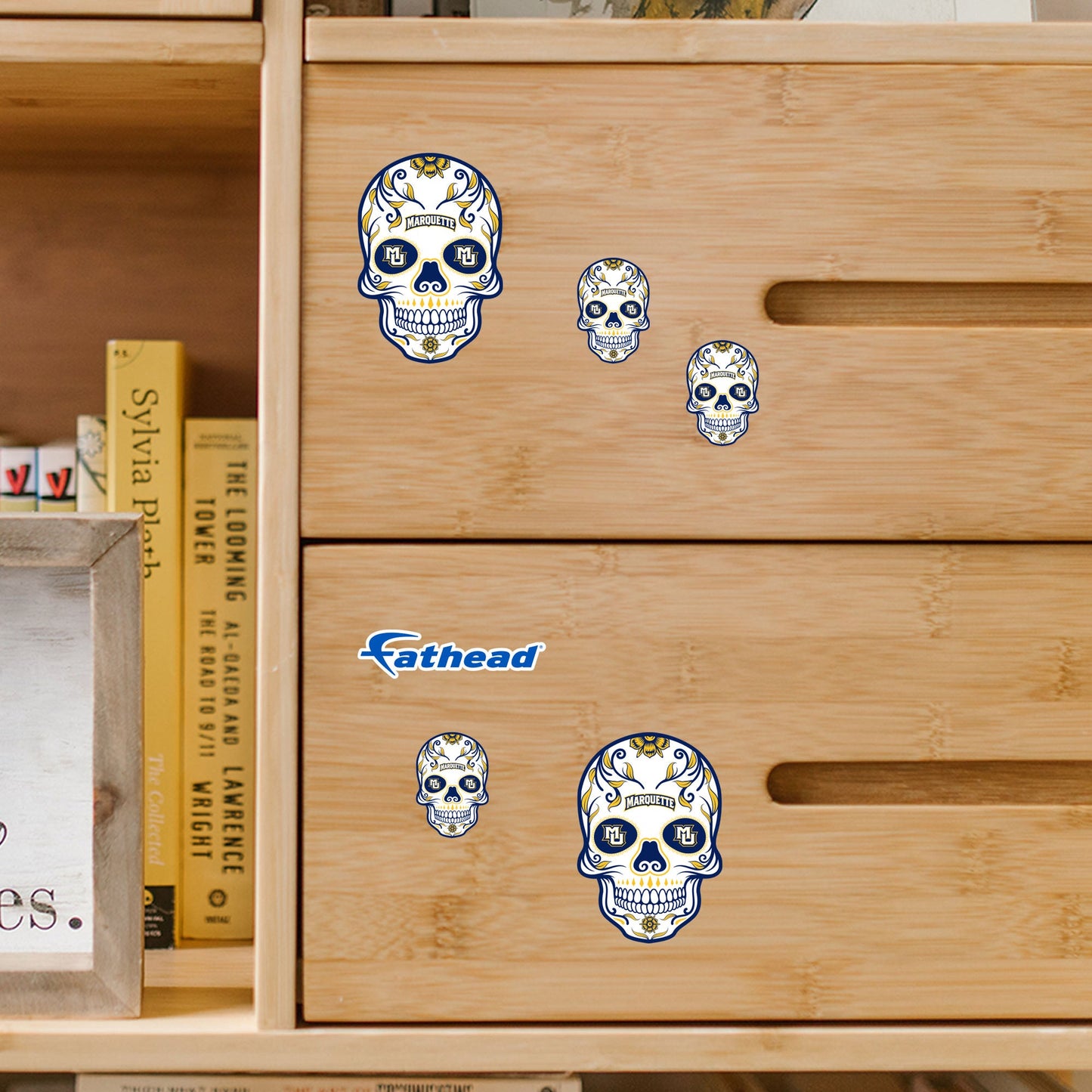 Marquette Golden Eagles - 5 Sugar Skull Logo Minis (Mixed Sizes) - Official NCAA - Reusable Vinyl Decals